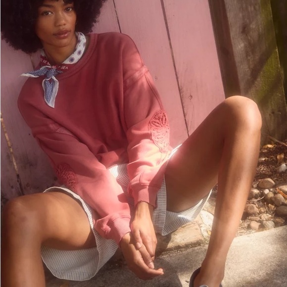 Aerie Keep It Light Crochet Crew Sweatshirt - Picture 2 of 12